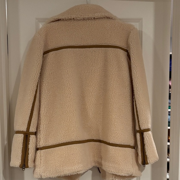 Faherty Cream Teddy Jacket with Tan Accents - Picture 3 of 4